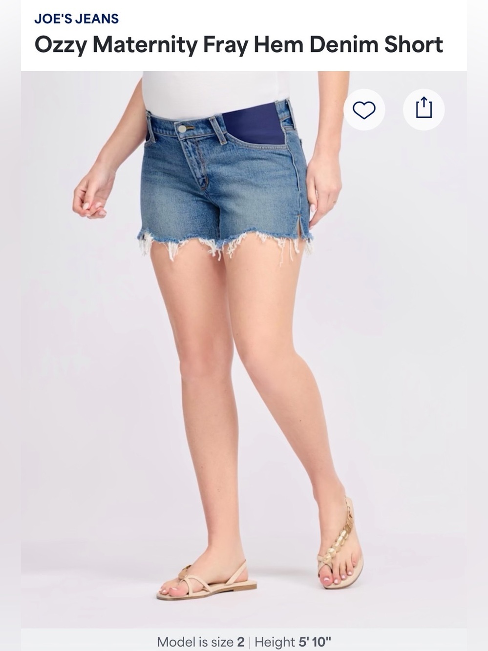 Joe's Jeans Ozzy Maternity Fray Hem Denim Short in Blue